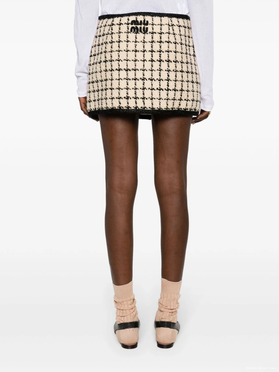 Cheap Versace tweed check-pattern miniskirt Women 0704
